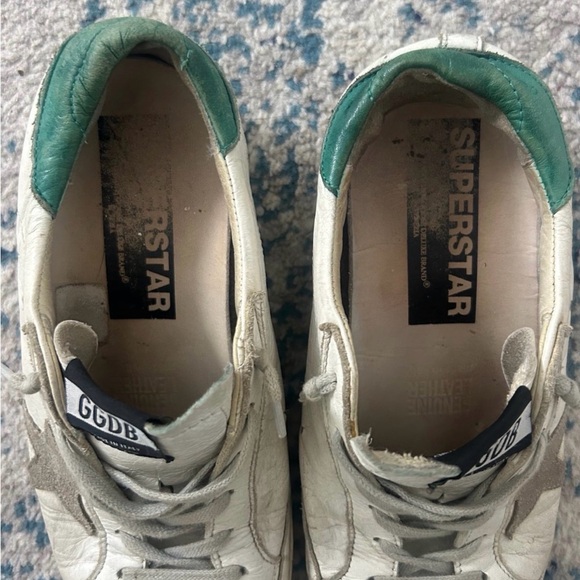Golden Goose White and Green Super Star Sneakers - Picture 2 of 7